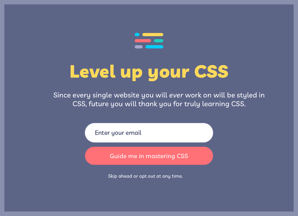 CSS Academy initial landing page design