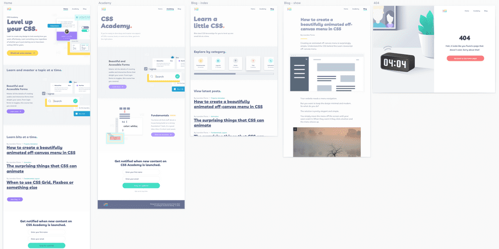 CSS Academy page designs
